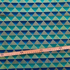 Tissu Wax pailleté vert turquoise imprimé Triangles