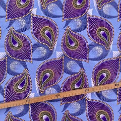 Tissu Wax pailleté gris violet imprimé Lys