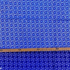 Tissu Wax pailleté bleu imprimé Mini-carrés