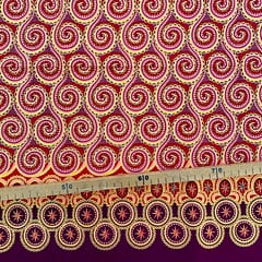 Tissu Wax pailleté rouge rose imprimé Serpentin