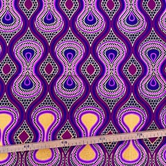Tissu Wax pailleté violet mauve imprimé Sablier