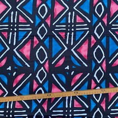 Tissu Wax bleu rose imprimé Géo