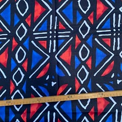 Tissu Wax bleu rouge imprimé Géo