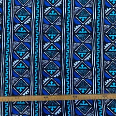 Tissu Wax bleu turquoise imprimé Géo