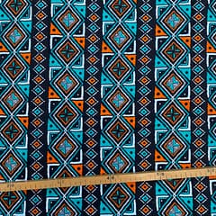 Tissu Wax orange turquoise imprimé Géo 1