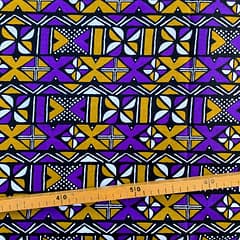 Tissu Wax violet olive imprimé Géo