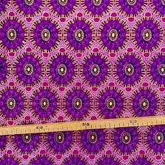 Tissu Wax pailleté prune imprimé Joyau