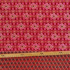 Tissu Wax pailleté rouge rose imprimé Jap
