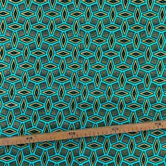 Tissu Wax pailleté vert turquoise imprimé Précieux