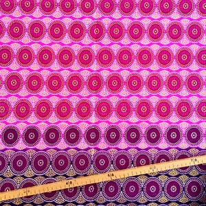 Tissu Wax pailleté dégradé rose bordeaux imprimé Gros cercles