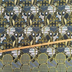 Tissu Wax pailleté noir imprimé Batik