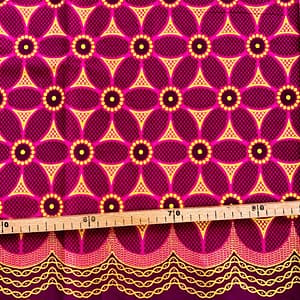 Tissu Wax pailleté rose fuschia imprimé Fleur de Vie