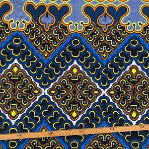 Tissu Wax orange bleu imprimé Suite