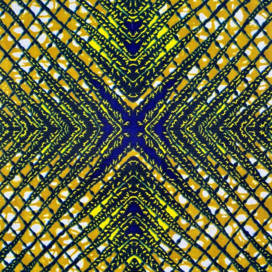 Tissu Wax bleu kaki imprimé Snakeskin détail