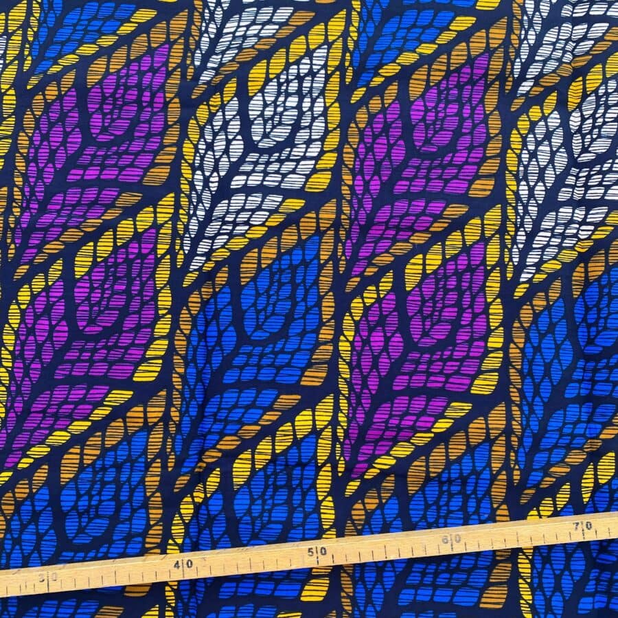 Tissu Wax multicolore Imprimé Feuilles