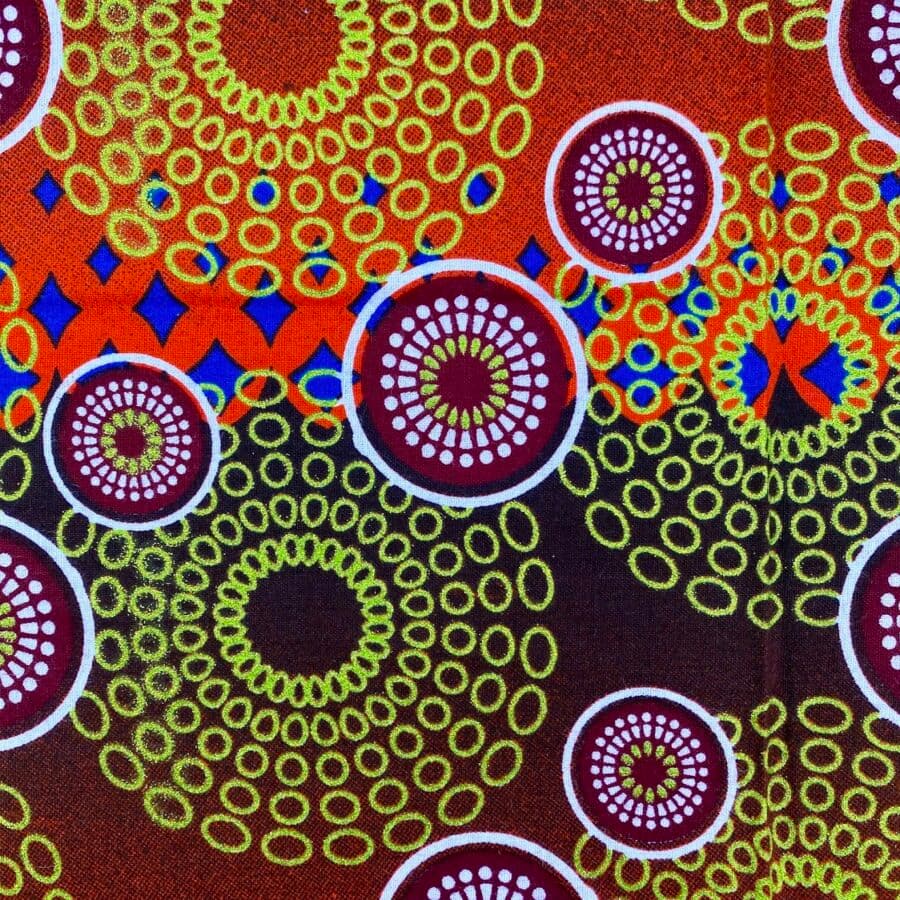 Tissu Wax pailleté multicolore imprimé Oursins détail