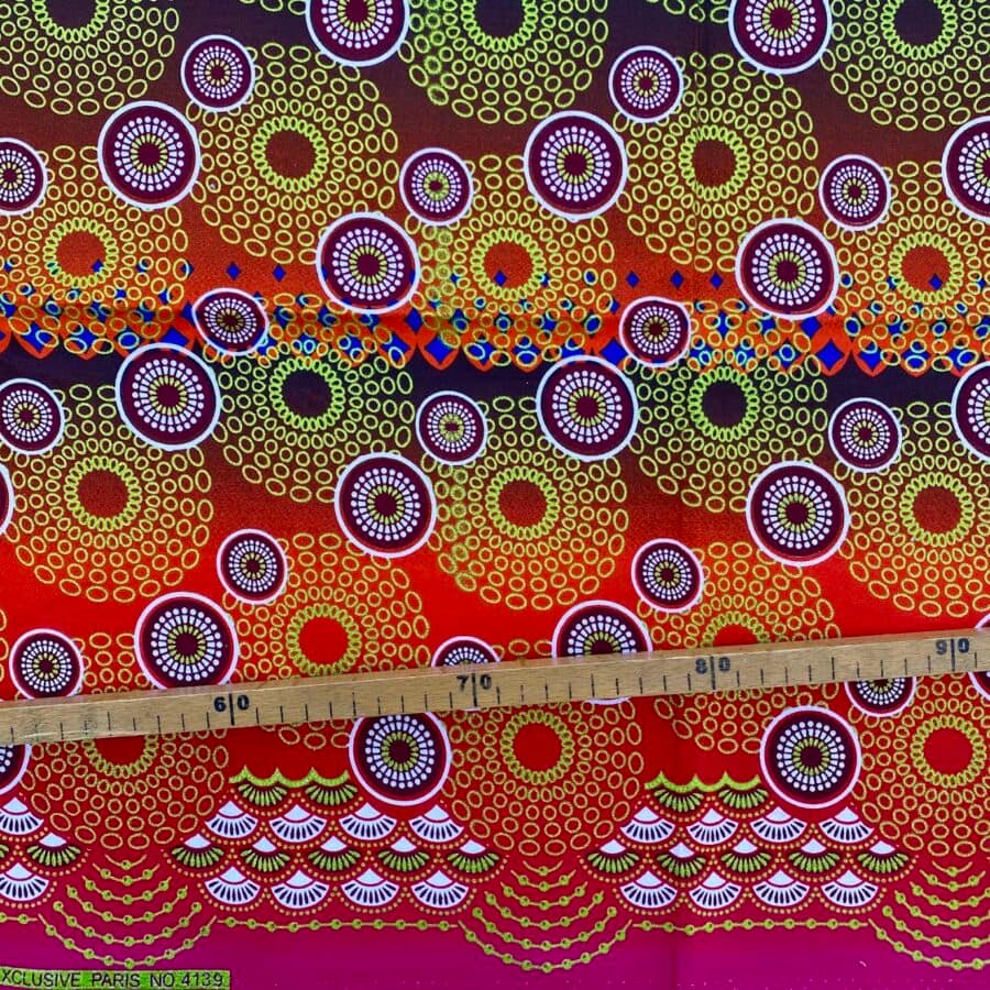 Tissu Wax pailleté multicolore imprimé Oursins