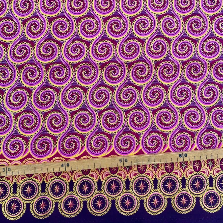 Tissu Wax pailleté rose foncé imprimé Serpentin