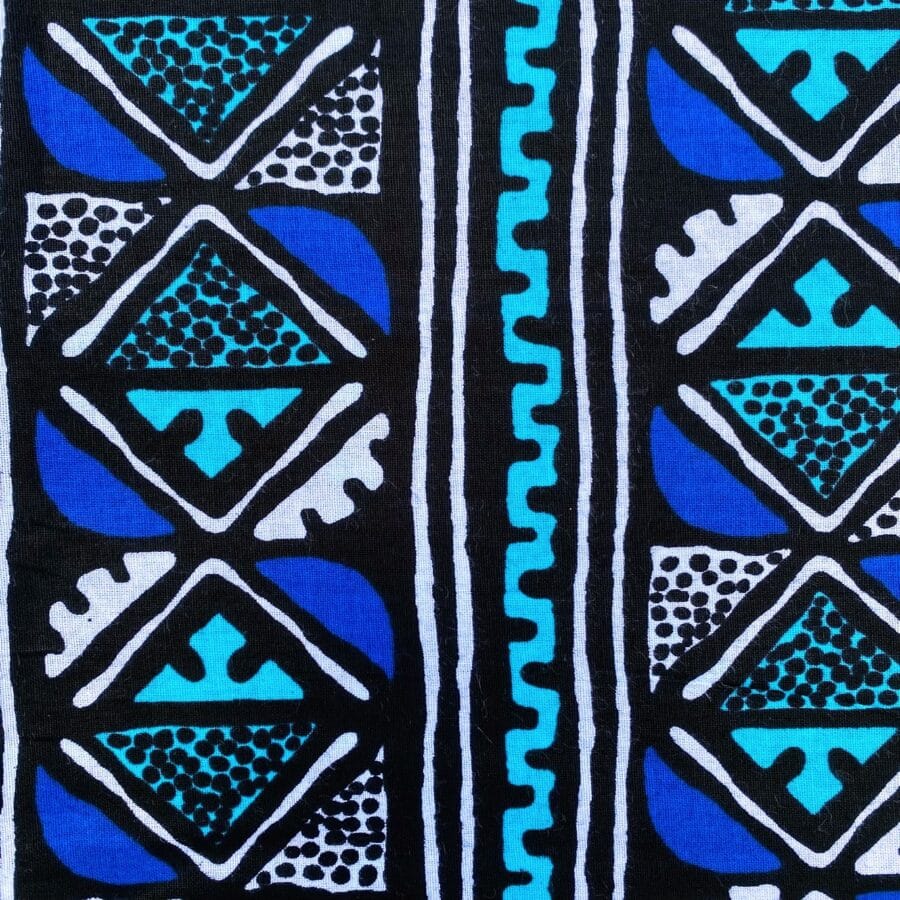 Tissu Wax bleu turquoise imprimé Géo détail