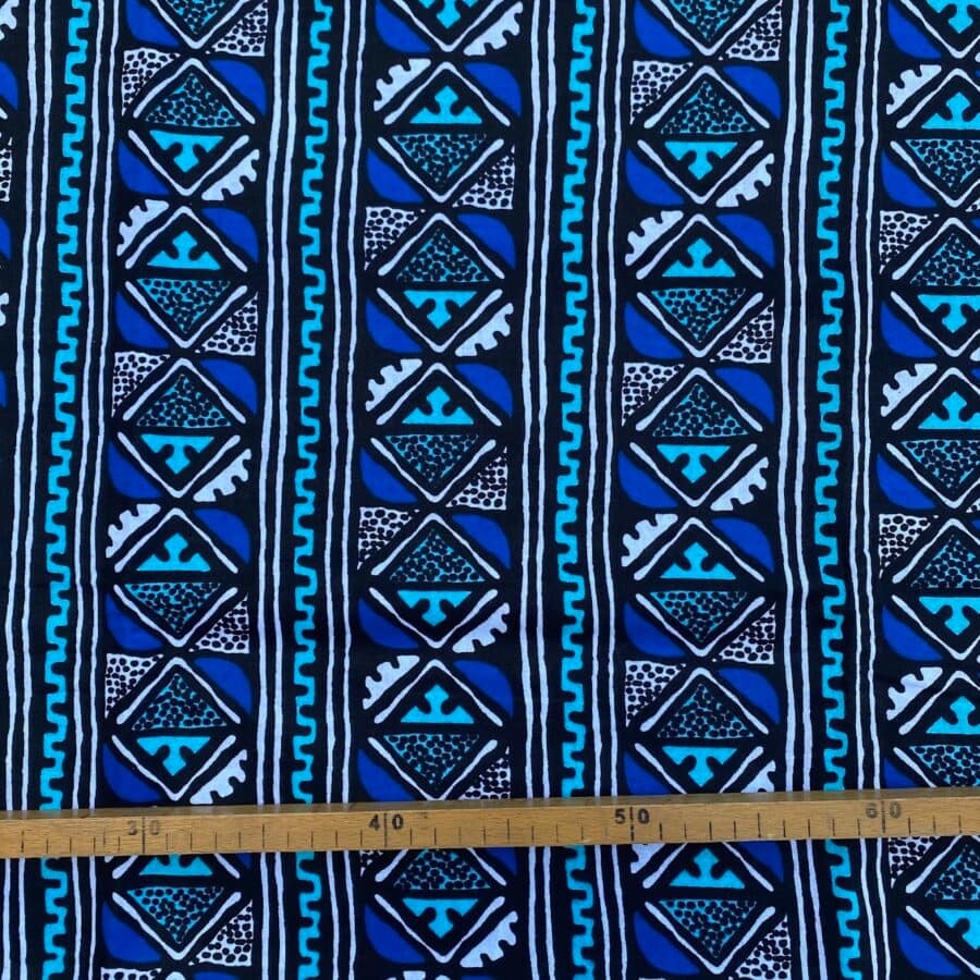 Tissu Wax bleu turquoise imprimé Géo
