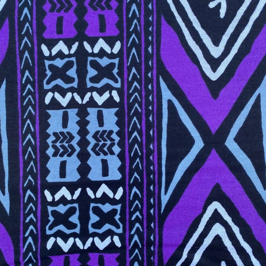 Tissu Wax violet gris imprimé Géo détail