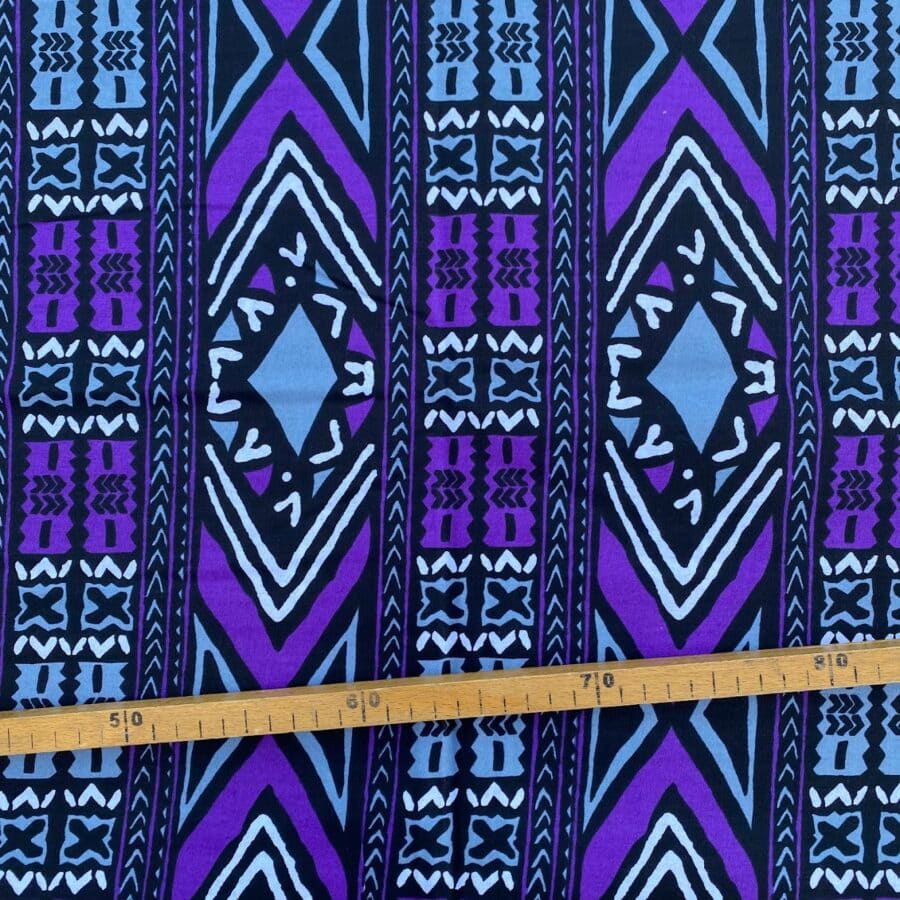 Tissu Wax violet gris imprimé Géo